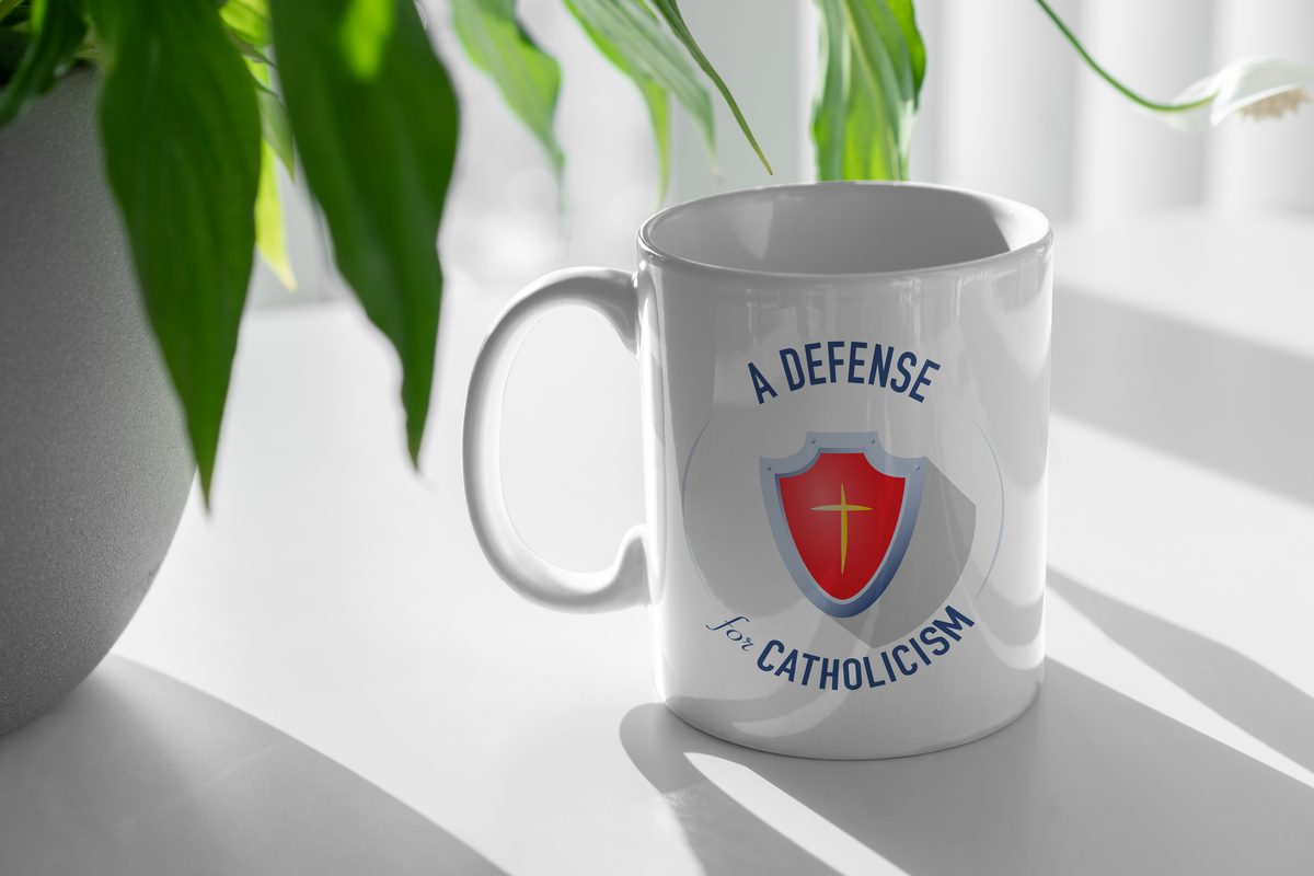 A Defense for Catholicism, mug mockup, 2022